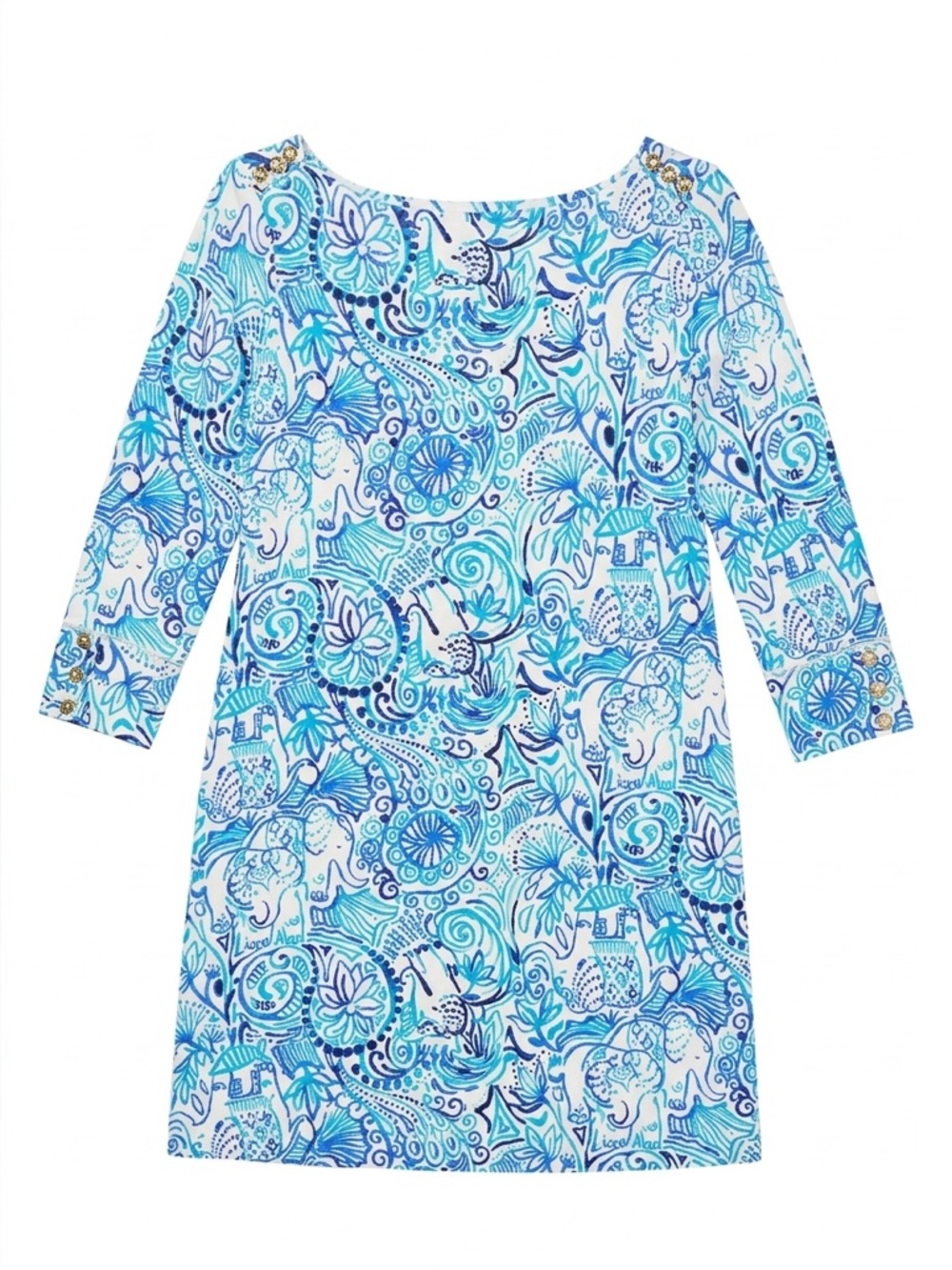 Lilly Pulitzer Sophie Shift Dress Lucky Trunks Blue White Small - Picture 2 of 10